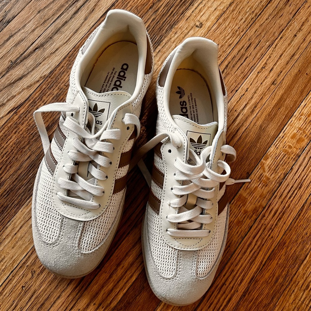 Adidas Cream and Brown Sneakers